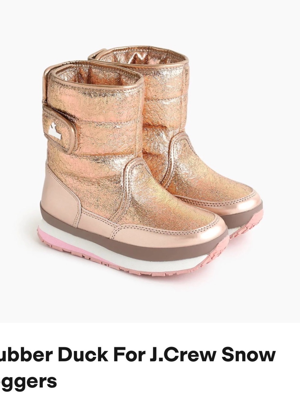 J. Crew Kids Metallic Rose Gold Snow Boots